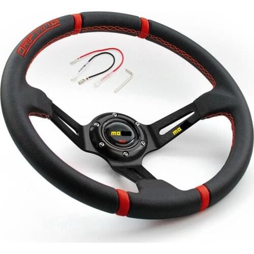 Universal 350MM/14inch PVC leather Sport Steering Wheel Deep Corn Drifting Racing Steering Wheel Modified with Horn Button
