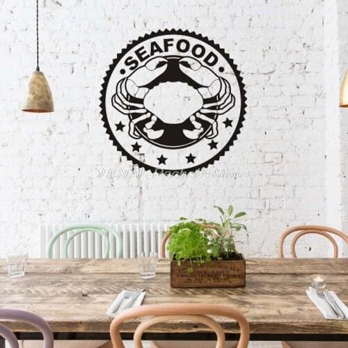 Seafood Restaurant Decor Vinyl Wall Decal Crab Lovers Kitchen Dining Room Sticker Bar Drink Art Sticker