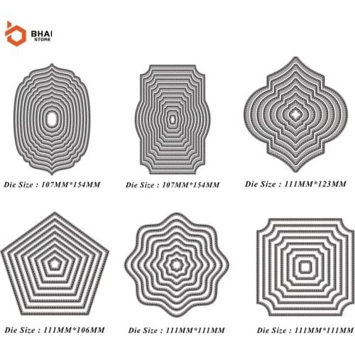 Carbon Steel Metal Cutting Die DIY Geometric Background Frame Suitable for Decorative Scrapbook Album Festival Card Making 2021