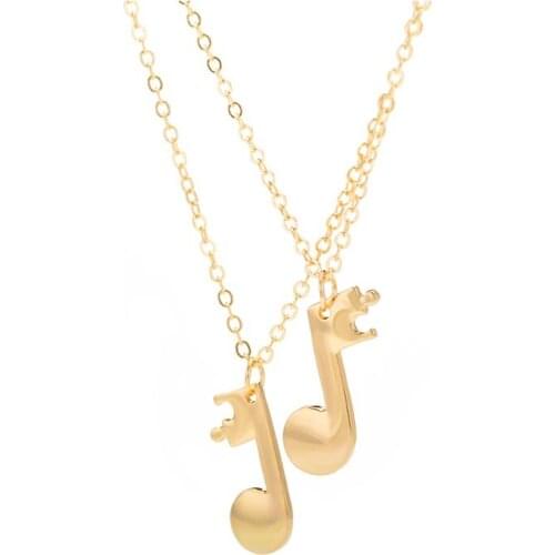 Stitching Musical Note Double Necklace Pair Silver Plated Black Golden Necklace for Women