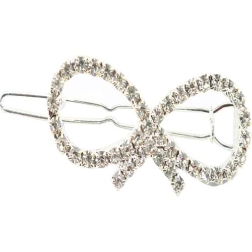 Stylish Crystal Hair Clips Bowknot Snap Barrette Women Bride Hair Accessory