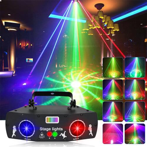5 Eyes 3 in 1 Disco Dotating Voice Control Laser atmosphere Light 15W Laser Stage Light Family Party Pirthday KTV