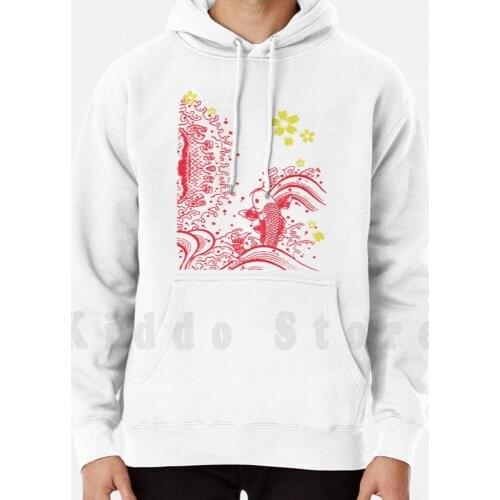 Koi Sakura hoodies long sleeve Fish Flowers Japan Japanese Koi Sakura