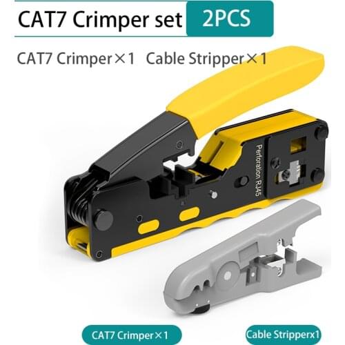 WANJEED Lan Cable Crimper CAT5E CAT6 CAT7 CAT8 Connector Pass through Connector Crimper Special for Dovetail Clip Connector