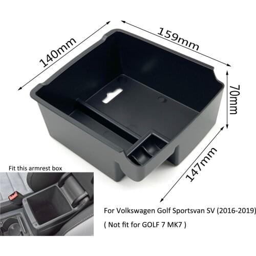 Car Armrest Storage Box For Volkswagen Golf SV Sportsvan 2016-2019 Center Console Bin Glove Tray Holder Case Car Organizer