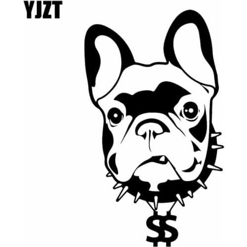 YJZT 9.3X15.7CM Vinyl Decal Pet Animal Car Sticker Dog French Bulldog Cartoon Black/Silver C24-1232