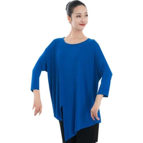 Women One Piece Moden Dance Practice Wear Middle Sleeve Modal Dancing Blouse Shirt Loose Design
