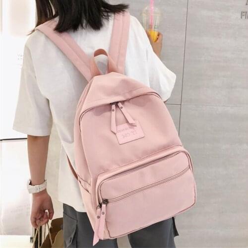 Womens Nylon Backpack 2021 Large Capility Waterproof Travel Backpack Fashion Solid Color School Bag Backpack for Girls M049