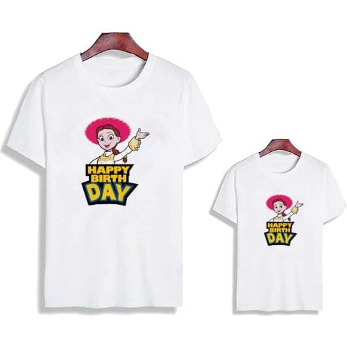 Family Matching Outfits Mother Daughter Overalls Summer Father Son T-Shirts Toy Story Men Boy Women Girl Family Clothes 1PC