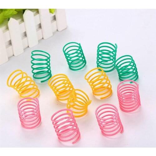 10Pcs Cute Cat Spring Toys Wide Durable Heavy Gauge Plastic Colorful Springs Cat Toy Playing Toys For Kitten Pet Accessories Set