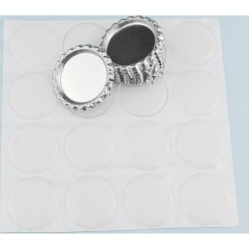 100pcs Silver Flattened Beer Bottlecaps With Hole + 100 1'' Round Clear Epoxy Stickers For DIY Crafts Pendants