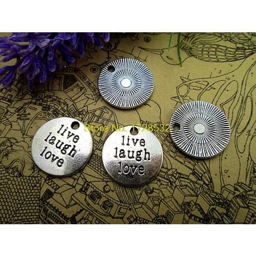 12pcs Live Laugh Love Charms Antique Tibetan Silver Tone 20mm