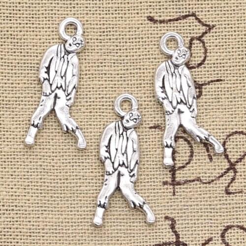 12pcs Charms Walking Dead Zombie Corpse 12x27mm Antique Pendant Fit Vintage Tibetan Silver Color DIY Handmade Jewelry