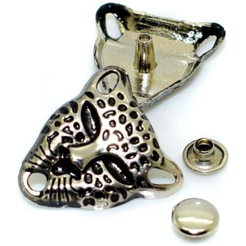 20set Silver Plated Leopard head Rivet Studs Spikes Punk Rock DIY Leather Craft Fit for Belts Shoes Bags Bracelet Apparel Cloth