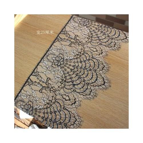 3Meter for 1 Lot 25CM Classical Design Nylon Dress Eyelash Lace Fabric Soft Red Navy French Bilateral Chantilly DIY Lash Trim