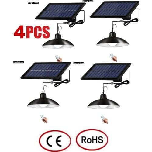 4pcs remote 30 led 2 head Retro Lampshade Solar Pendant Chandelier solar Outdoor Wall lamp Night light Auto ON/Off Waterproof Po