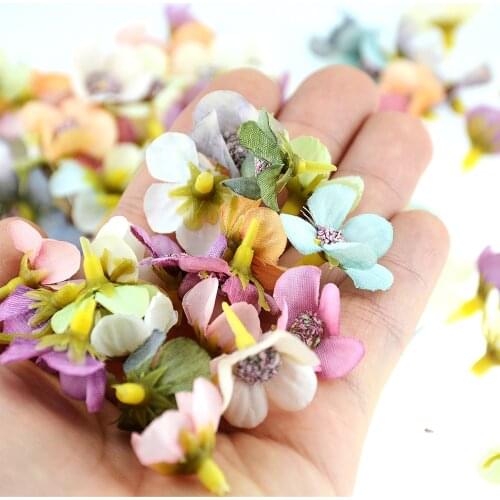 50pcs 2cm Colorful Mini Daisy Artificial Flower Head For Wedding Home Decoration DIY Garland Handicraft Fake Flower
