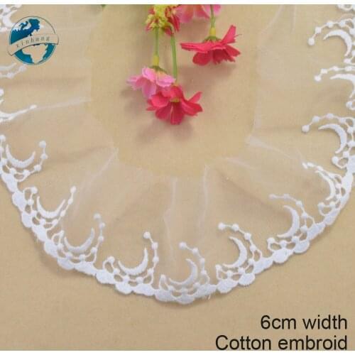 6cm width Cotton embroid lace sewing ribbon guipure trims or fabric warp knitting DIY Garment Accessories wedding lace#3368