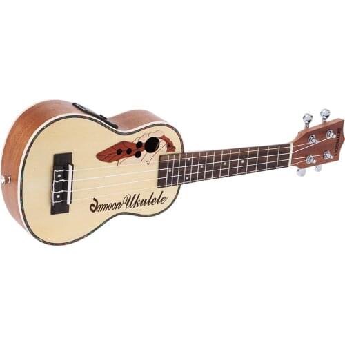 Ammoon Spruce 21" Acoustic Ukulele 15 Fret 4 Strings Stringed with Built-in EQ Pickup Musical Instrument
