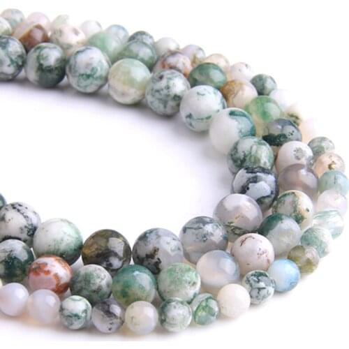 Natural green Tree Agates Stone Beads Loose spacer agates Beads charm For Jewelry Making Bracelet necklace Needlework Accessorie