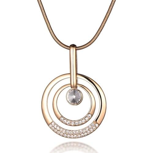 Fashion Small Fresh Zircon Pendant Clavicle Chain High-grade Snake Bone Circle hollow Necklace For Women Long Sweater Chain