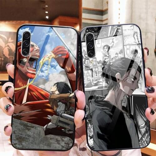 Anime Japanese attack on Titan Phone Case Tempered glass For Samsung S20 Ultra S7 edge S8 S9 S10 e plus note8 9 10 pro