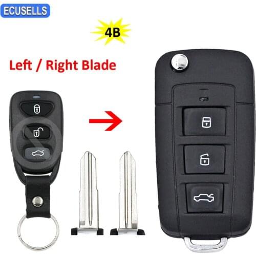 3+1/4 Button Folding Flip Remote Car Key Shell Case For Kia Rio Optima Forte Cerato Spectra Magentis Left / Right Uncut Blade