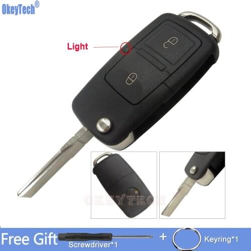 OkeyTech 2/3 Buttons Folding Remote Car Key Shell Case For VW Volkswagen Passat Polo Golf Touran Octavia Fob Replacement