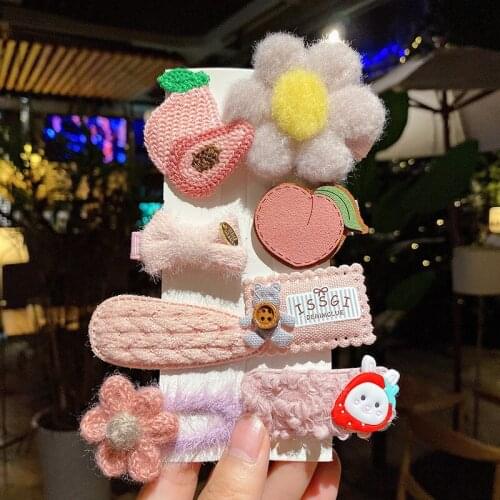 Bambino 2021 Korean Childrens Hair Clips Cute Hair Bands Sweet Girl Summer Plush Bunny Hairpins Headband Girls Accessories