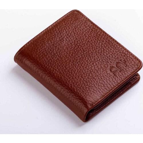Genuine Leather Functional Trifold Classic Mens Wallet with Coin Pocket Tan