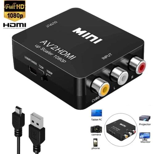 HDMI-compatible to RCA Converter AV/CVSB L/R Video Box HD 1080P 1920*1080 60Hz HDMI2AV Support NTSC PAL Output HDMIToAV