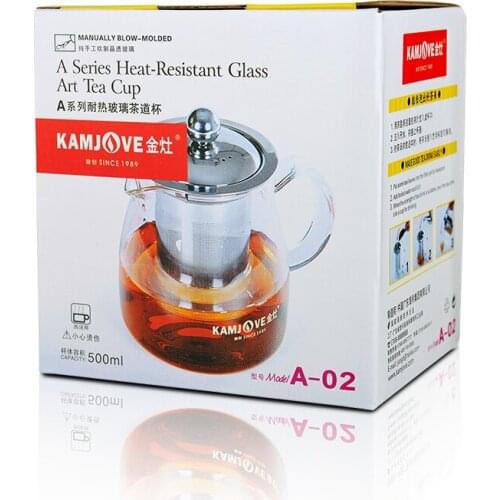 Kamjove 500ml Heat-Resistant Glass Tea Maker Art Tea Cup Teapot Infuser A-02
