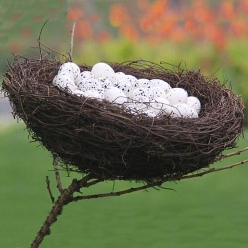 Natural Bird Nest Cage Decoration Foam Eggs Ornaments for Photography Props Store Window Display Garden Wedding Decoration
