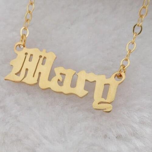 Factory Direct Sale Customized Name Necklace Old English Type Name Necklace Retro Novel Products Women Personalized Jewelry 2019