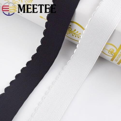 Meetee 10M Lace Elastic Band 20/25/30/35/40/50mm Width Rubber Polyester Webbing for Pants Waist Garment Decoration Accessories