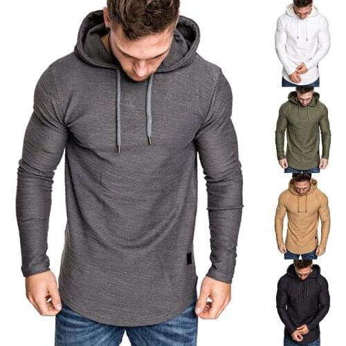 Mens Long Sleeve Lightweight Pullover Hoodie Fashion Athletic Sport Sweatshirt Solid Color