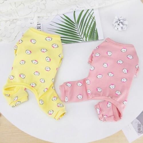 Soft Dog Pajamas Cute Animal Printed Cat Jumpsuit Chihuahua Yorkie Dog Clothes Winter Warm Pet Overalls for Small Medium Dogs