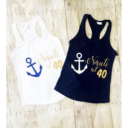 Personalize number nautical birthday Lets get Nauti Tank tops singlets tanks t shirts Bachelorette gift bridal party favors