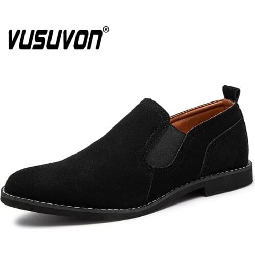 Simple Loafers Men Shoes Big Size 2020 Retro Cheap Light Casual Flat Shoes Comfortable Suede Leather Slip On Shoes for Man