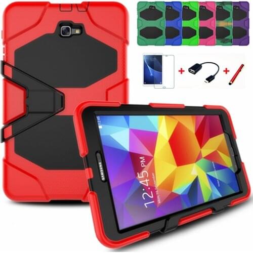 Amor Heavy Duty case For Samsung Galaxy Tab A 10.1 2016 T585 T580 Tablet case GLF Soft Silicone +PC Back Cover Kickstand Case
