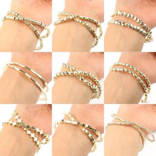 9k Gold Various shapes Gold-plated Natural Stone Hematite Beads spacer Beads For Jewelry Making Diy Bracelet Necklace Wholesale