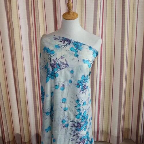 High quality ramie fabric Blue digital printing tissu trousers lining clothes patchwork