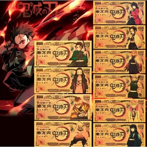 Japanse Anime Demon Slayer Gold Banknote Plastic Prop Money Fake Bill Cartoon Souvenir Home Decor Gift for Kids Children