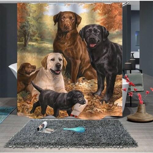 Shower Curtain 3D Dog Animals Colorful Big Art Elephant Print Polyester Fabric Waterproof Mildewproof Bathroom Curtain