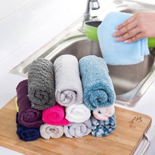 1Pcs Microfiber Kitchen Towel Absorbent Dish Cloth Kitchen Dish Cloth Household Tableware Cleaning Wiping Tools