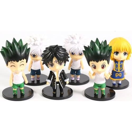 10CM Hunter x Huner Gon Freecss Killua Zoldyck Kurapika Kulolo lushilufelu Q Ver PVC Figures Toys 6pcs/set
