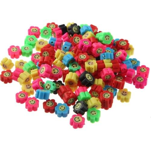 100Pcs 10mm Cute Sunflowers Beads Soft Clay Spacer Flowers Beads For DIY Making Necklace Bracelets Earrings Jewelry Accessiores