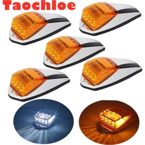 5Pcs 12v 24v Truck Cab Marker Light 17 LED Amber Top Roof Running Lights Trailer Light for Peterbilt Kenworth Freightliner Mack