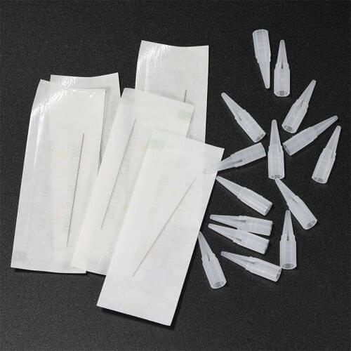 500Pcs 1RL 3RL 0.35*50mm Permanent Makeup Needle Caps Needle Tip Eyebrow Lip Tattoo Needle Caps Nozzle For PMU Machine Supplies