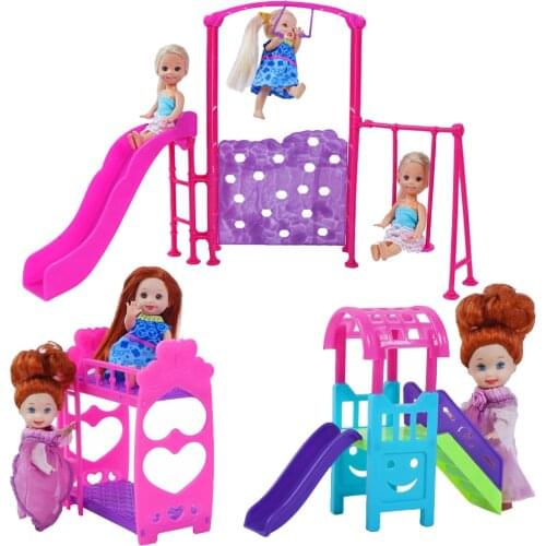 1 Set Doll Accessories Slide Amusement Park for Kelly Doll 1/12 Size Doll Furniture Kindergarten Slide Swing Play House DIY Toy
